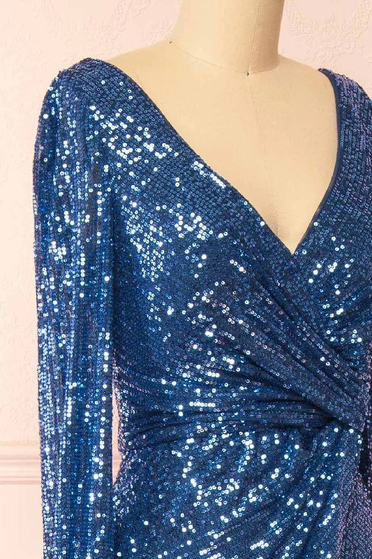 Roxy Blue | Sequins Long-Sleeved Maxi Dress