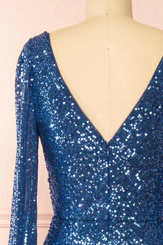 Roxy Blue | Sequins Long-Sleeved Maxi Dress