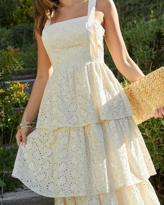 Sparrow Cotton Eyelet Tiered Midi Dress