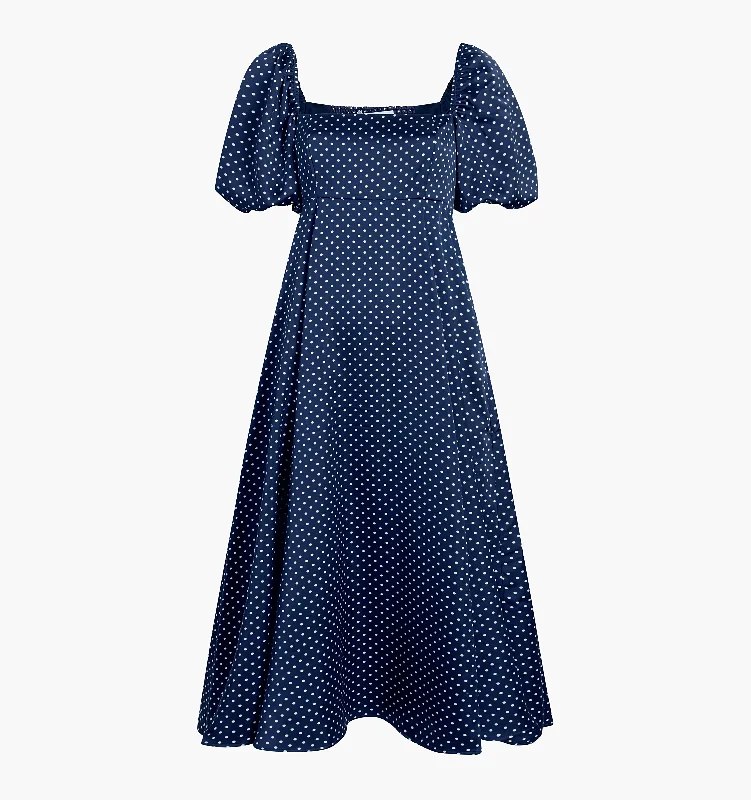 Navy Polka Dot Silky Satin / XXS