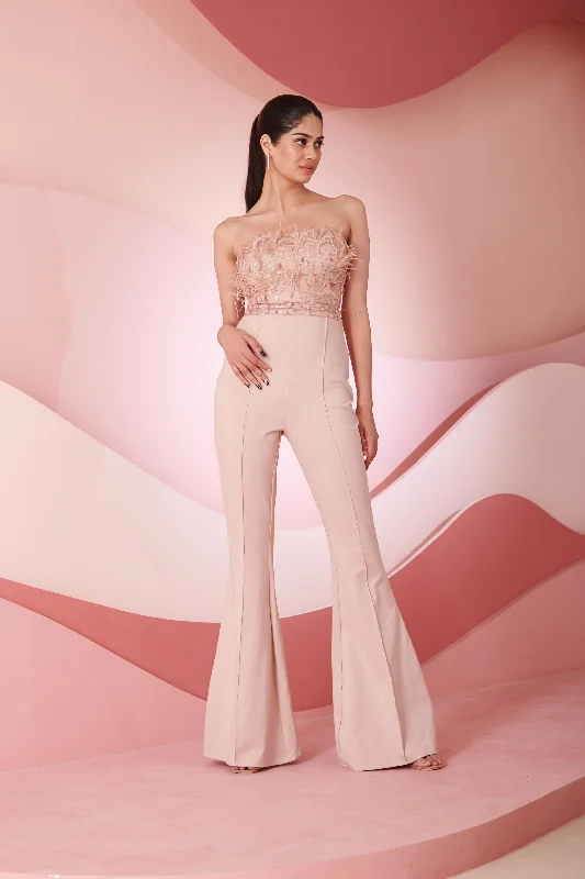 Naida Blush Hand Embroidered Corset Jumpsuit