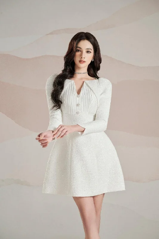 Hina A-line Long Sleeved Tweed Mini Dress