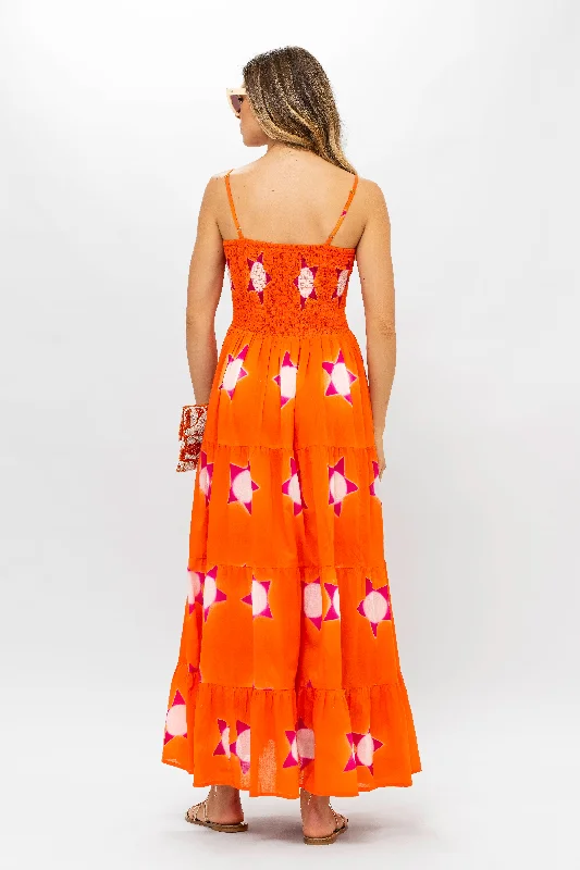 Smocked Back Maxi- Mela Orange