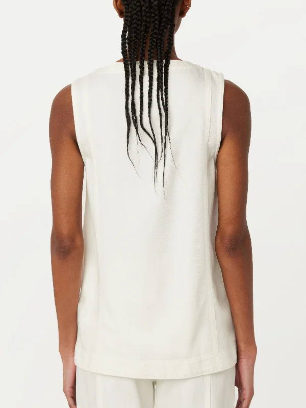 The Relaxed Twill Vest in White