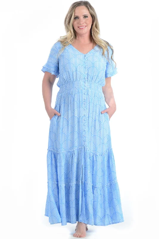 Christina Dress / Periwinkle Palm