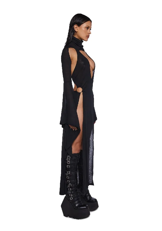 Frequency Bell Sleeve Maxi Dress - Black