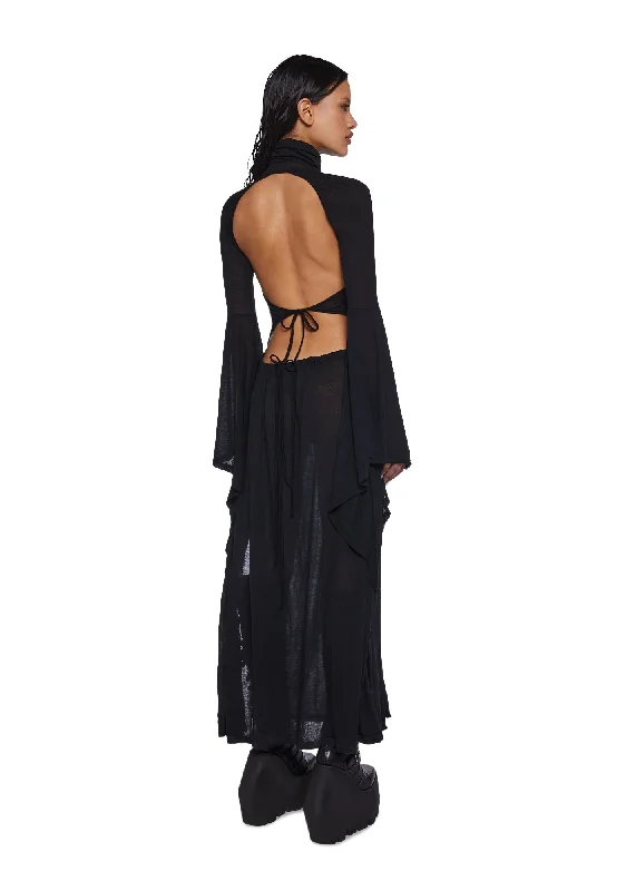 Frequency Bell Sleeve Maxi Dress - Black