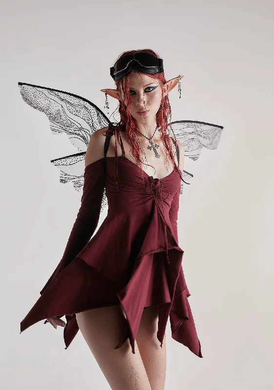 F is For Fairies Handkerchief Dress - Burgundy