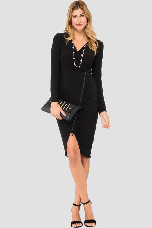 Joseph Ribkoff Long Sleeves Zipper Fitted Dress