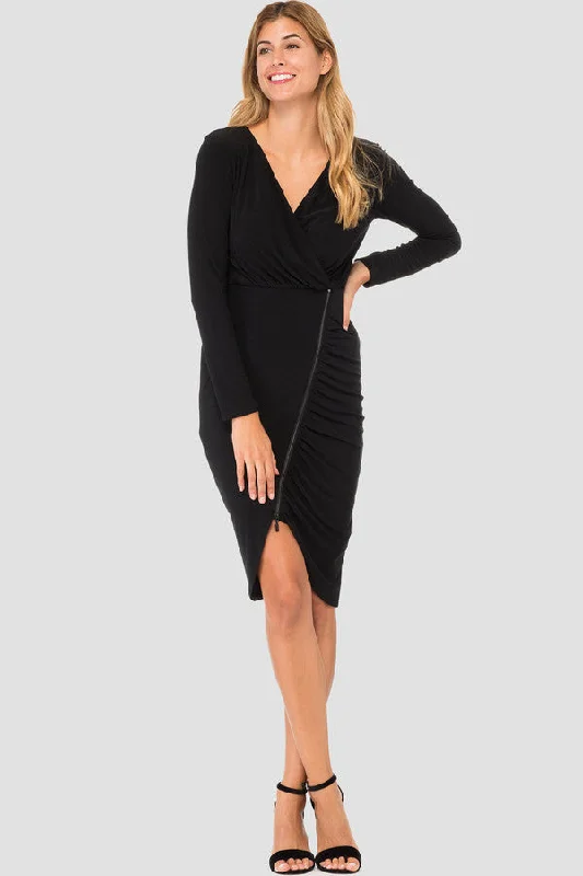 Joseph Ribkoff Long Sleeves Zipper Fitted Dress