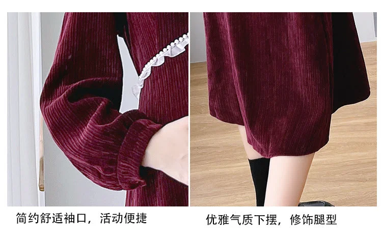 NiDELL Autumn Clothes for Pregnant Women Dress . New Fashion Temperament High Waist Maternity Dress Loose out Autumn and Winter Long Dress Autumn