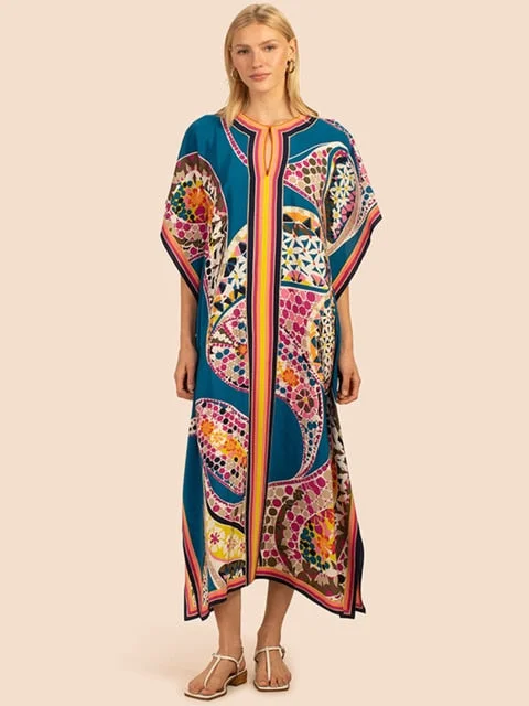 blue beach cover up / One Size