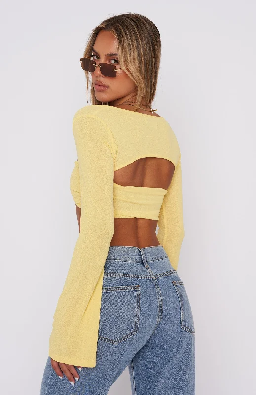 What About Me Long Sleeve Crop Lemon