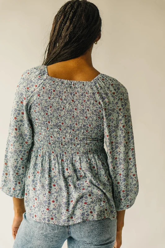 The Sisson Floral Chiffon Blouse in Sage