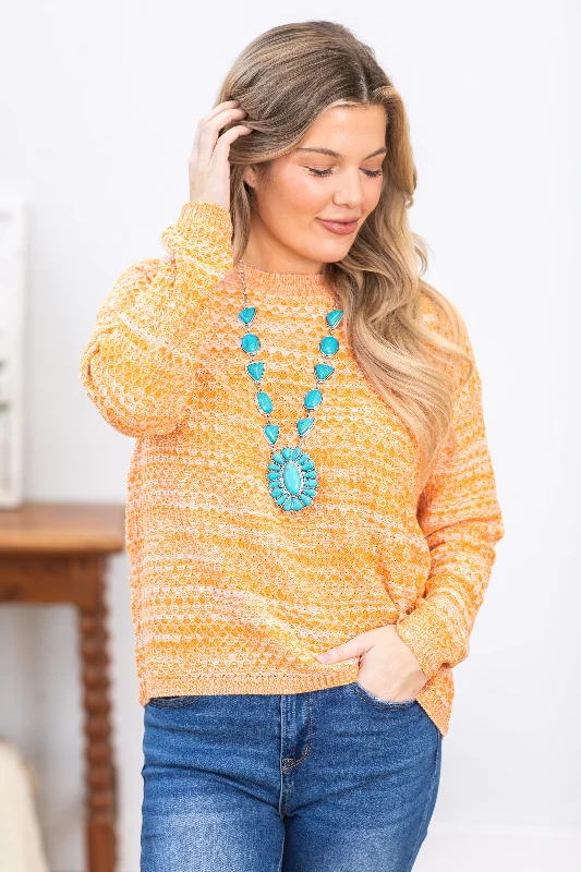 Orange Space Dyed Pullover Sweater