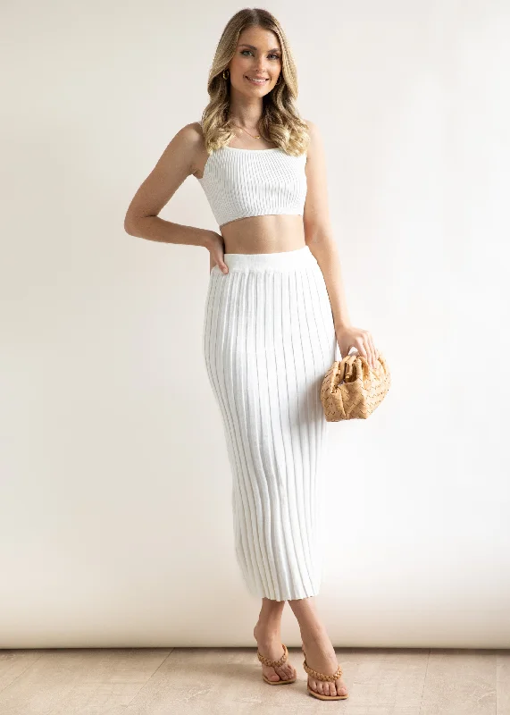 Passia Knit Midi Skirt - Off White