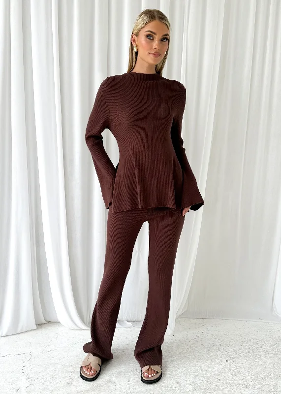 Riella Knit Pants - Chocolate