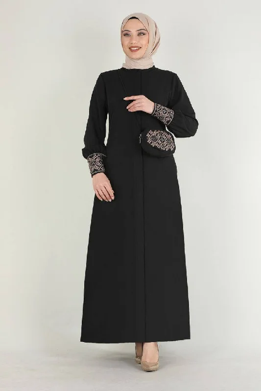 Turkish Fashion Prada Abaya Dress with Bag - 1391 Black