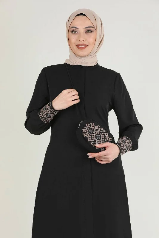 Turkish Fashion Prada Abaya Dress with Bag - 1391 Black