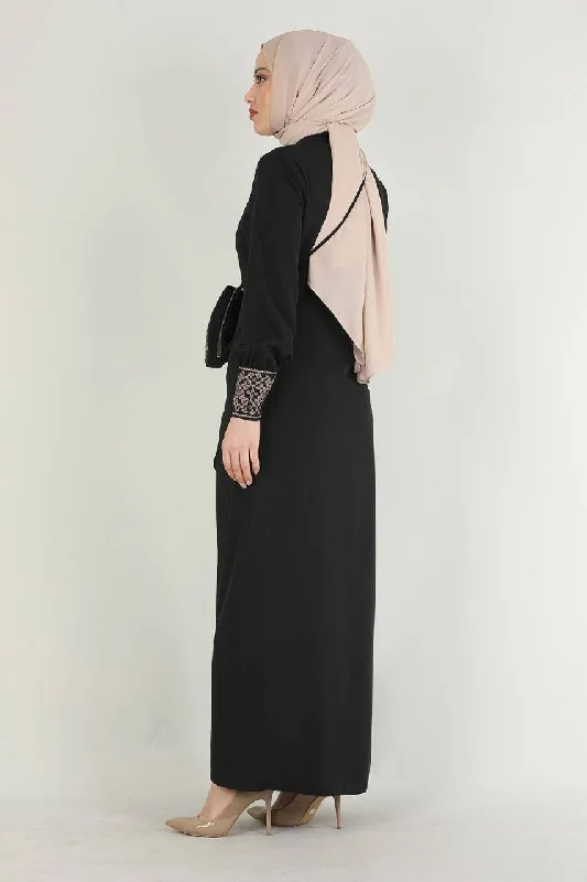 Turkish Fashion Prada Abaya Dress with Bag - 1391 Black