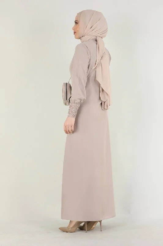 Turkish Fashion Prada Abaya Dress with Bag - 1391 Cream