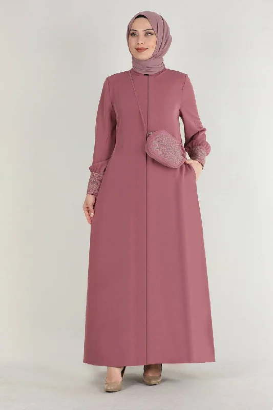 Turkish Fashion Prada Abaya Dress with Bag - 1391 Onion Pink