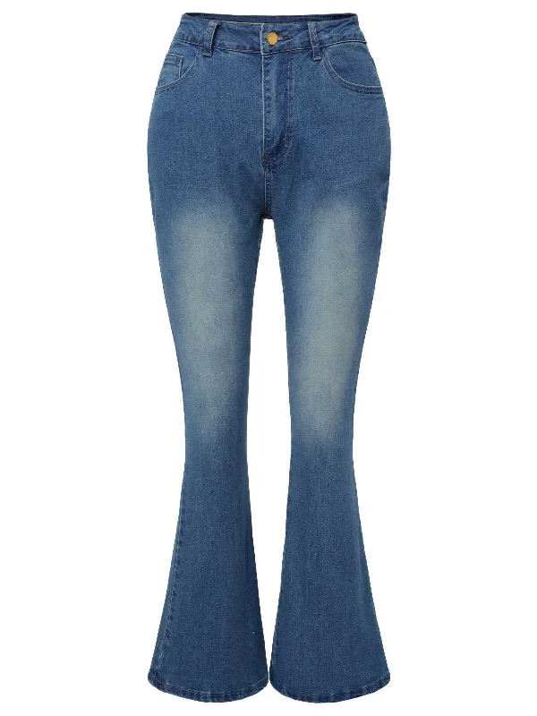 Blue 1930s High Waist Flare Jeans