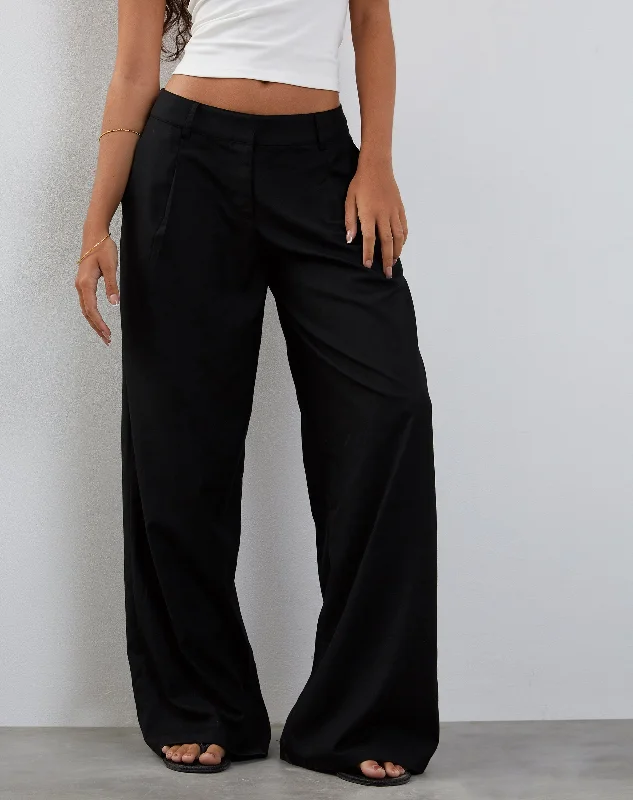 Salisu Wide Leg Trouser in Tailoring Black