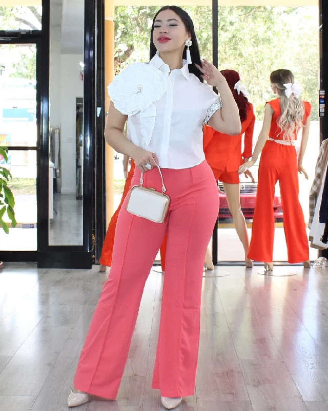 Touch Of Chic Style Palazzo Pants Coral