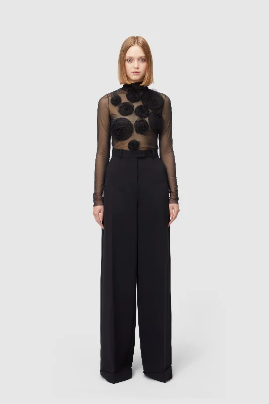 WAISTED TAILORED BLACK TROUSER