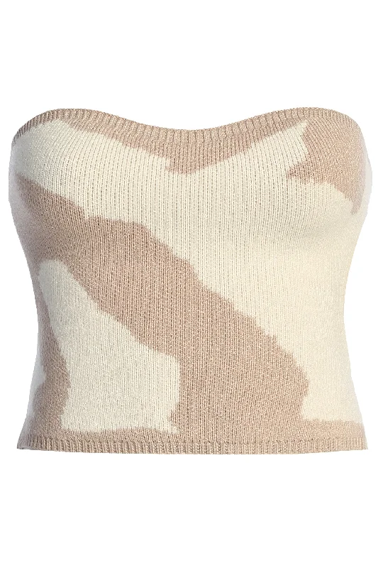 Beige Abstract Tropic Oasis Top