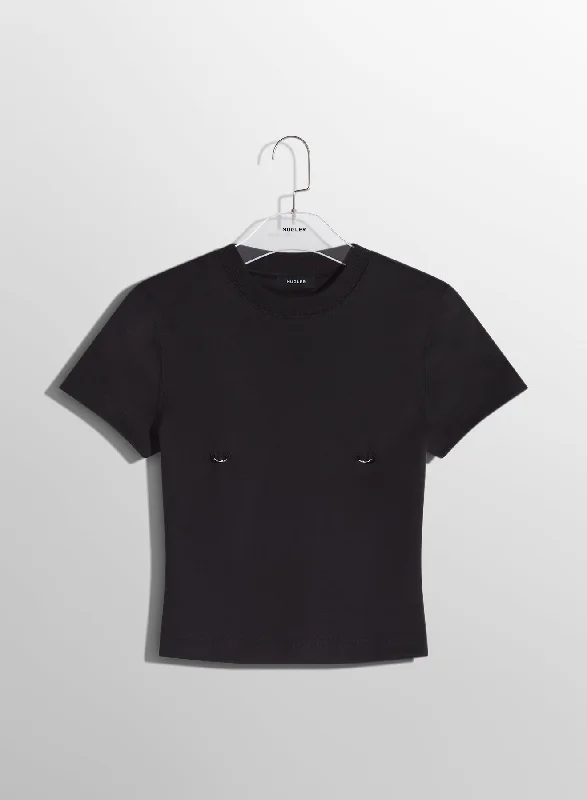 black pierced baby t-shirt