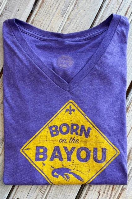 Women's T-Shirt V-Neck  Born on the Bayou