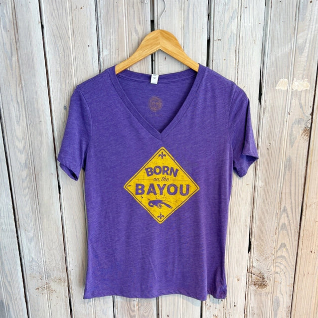 Women's T-Shirt V-Neck  Born on the Bayou