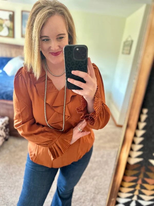 Rust Ruffle Top