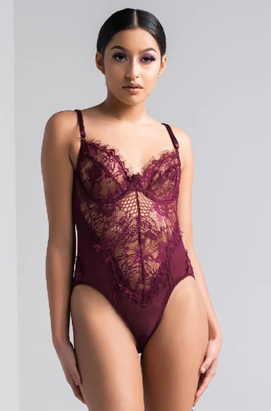 SEXY LACE DRESSY BODYSUIT BURGUNDY