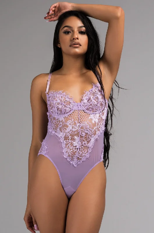 SEXY LACE DRESSY BODYSUIT LAVENDER