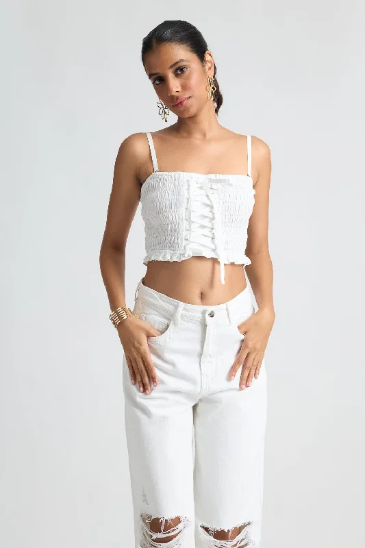 White Cross Strap Top