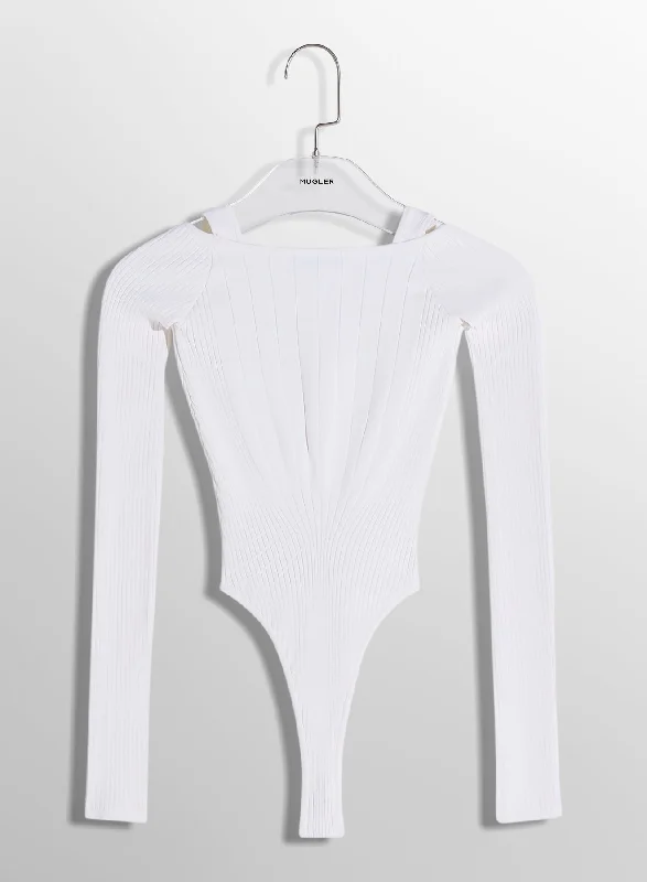 white sculpting knit bodysuit