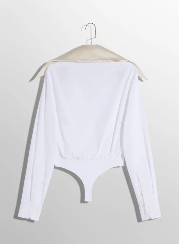 white spiky satin collar bodysuit