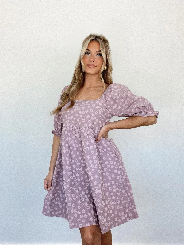 Lavender Floral Print Dress