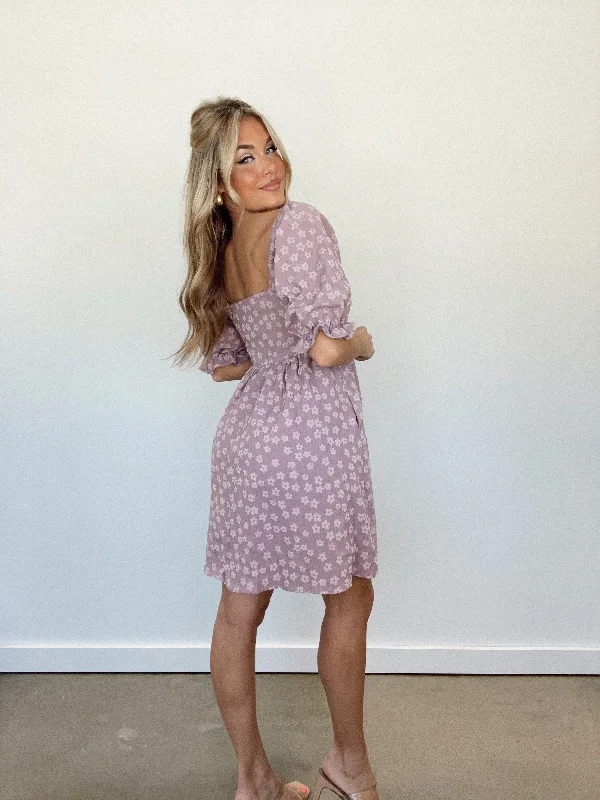 Lavender Floral Print Dress