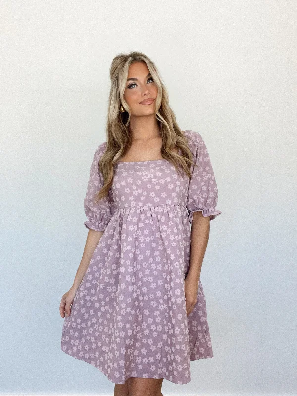 Lavender Floral Print Dress