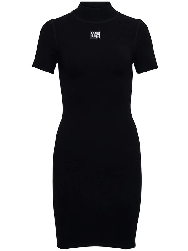 Mock Neck Tee Dress In Bodycon Knit