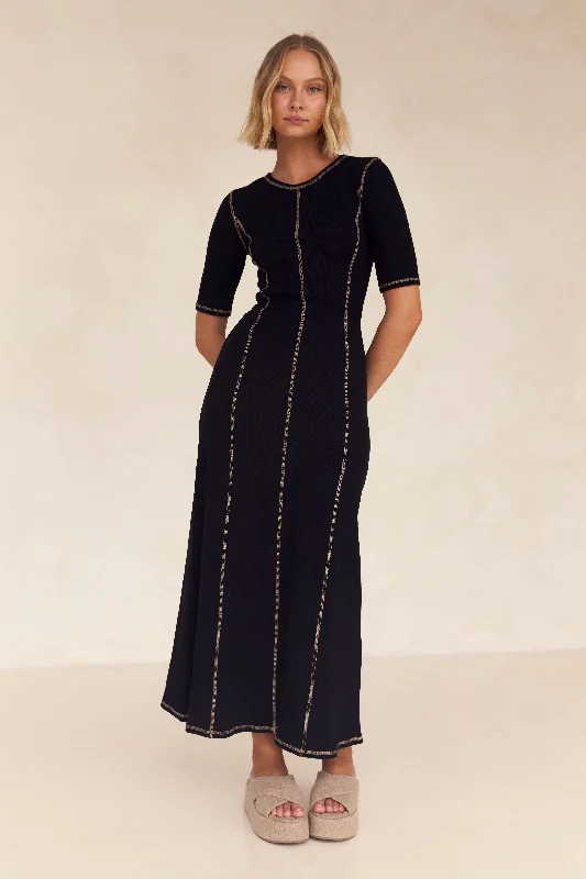 Bates Ribbed Maxi Dress (Black)