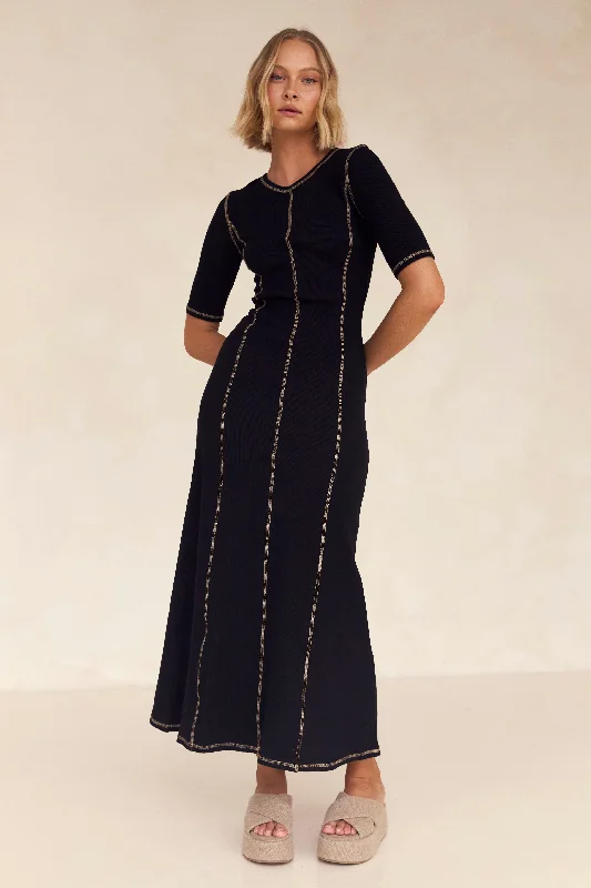 Bates Ribbed Maxi Dress (Black)