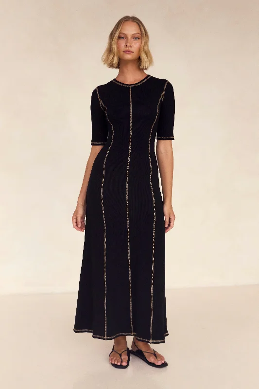 Bates Ribbed Maxi Dress (Black)