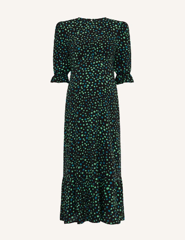 Green Scattered Spot Maternity Selena Midi Dress