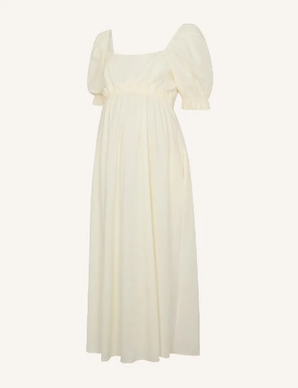 Maternity Cream Ginger Midi Smock Dress