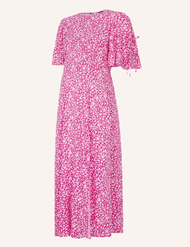 Maternity Pink Heart Print Elka Midi Dress